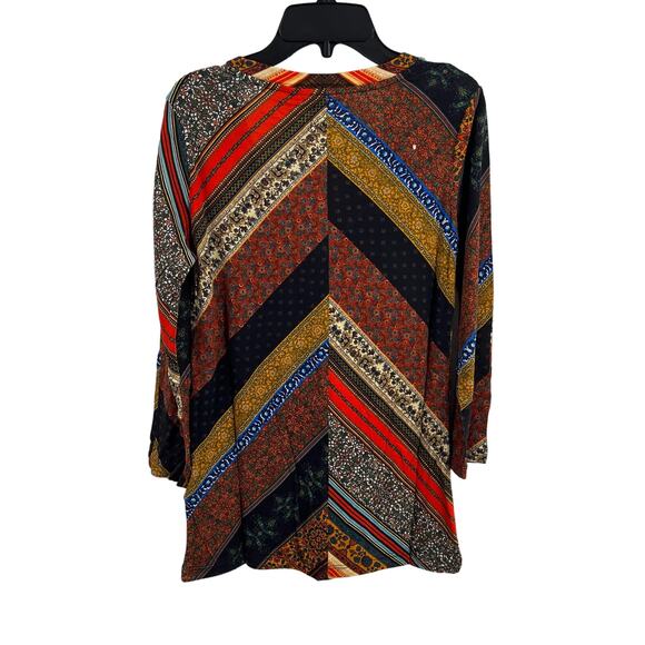 Desigual Top US XS V Neck Long Sleeve Boho Patterned Studdded New - Picture 2 of 6